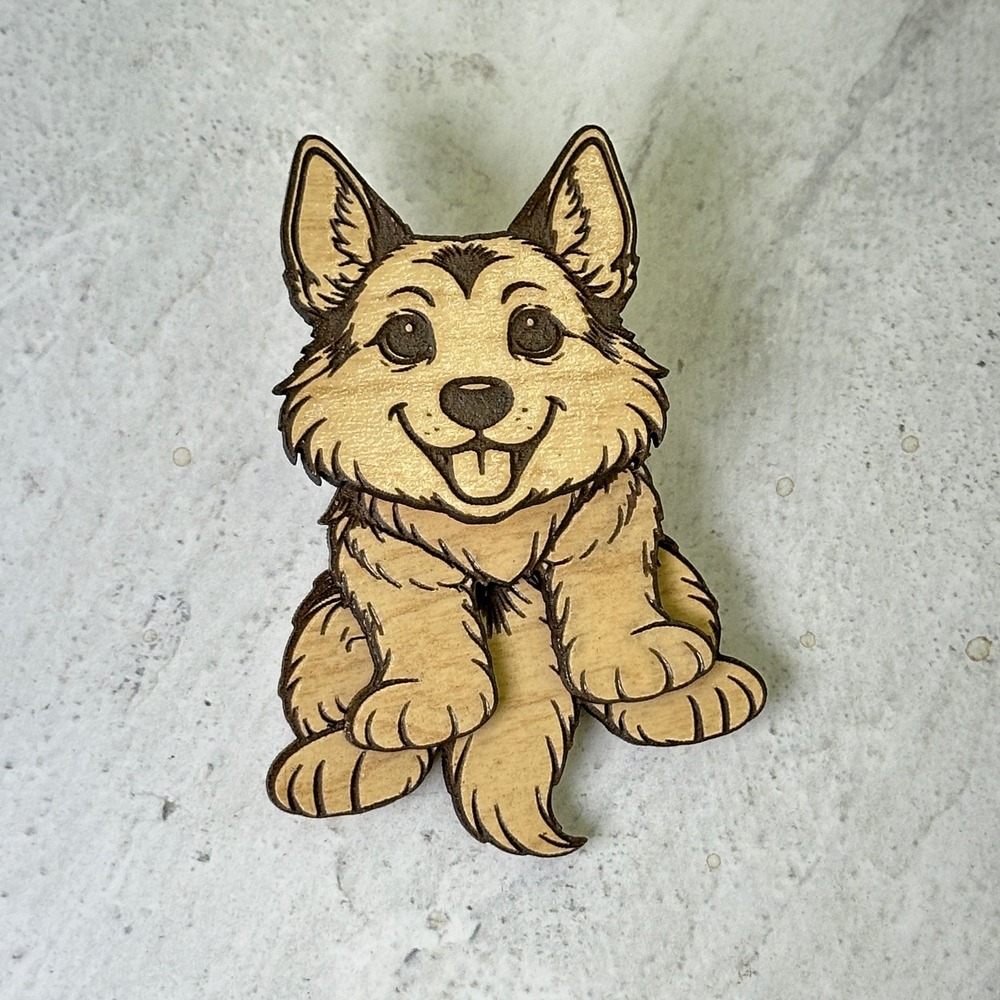German Shepherd Puppy Wooden magnet Laser Engraved Dog Magnet